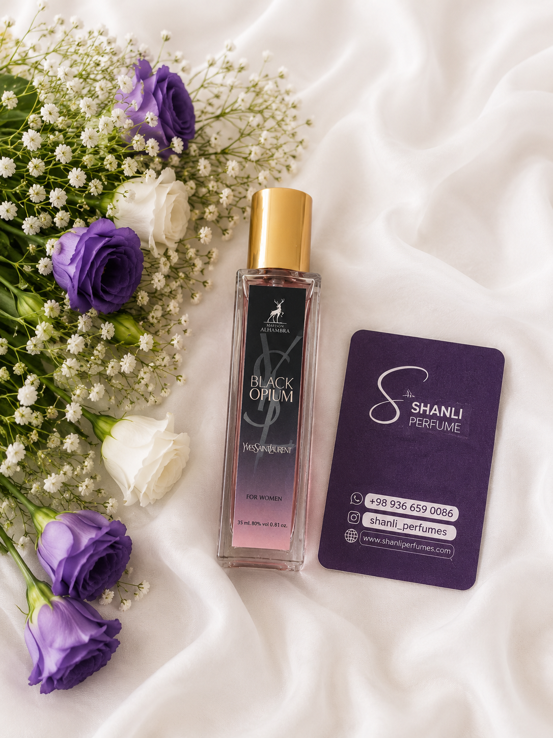 عطر ادکلن زنانه بلک اپیوم ۳۵ میل الحمبرا