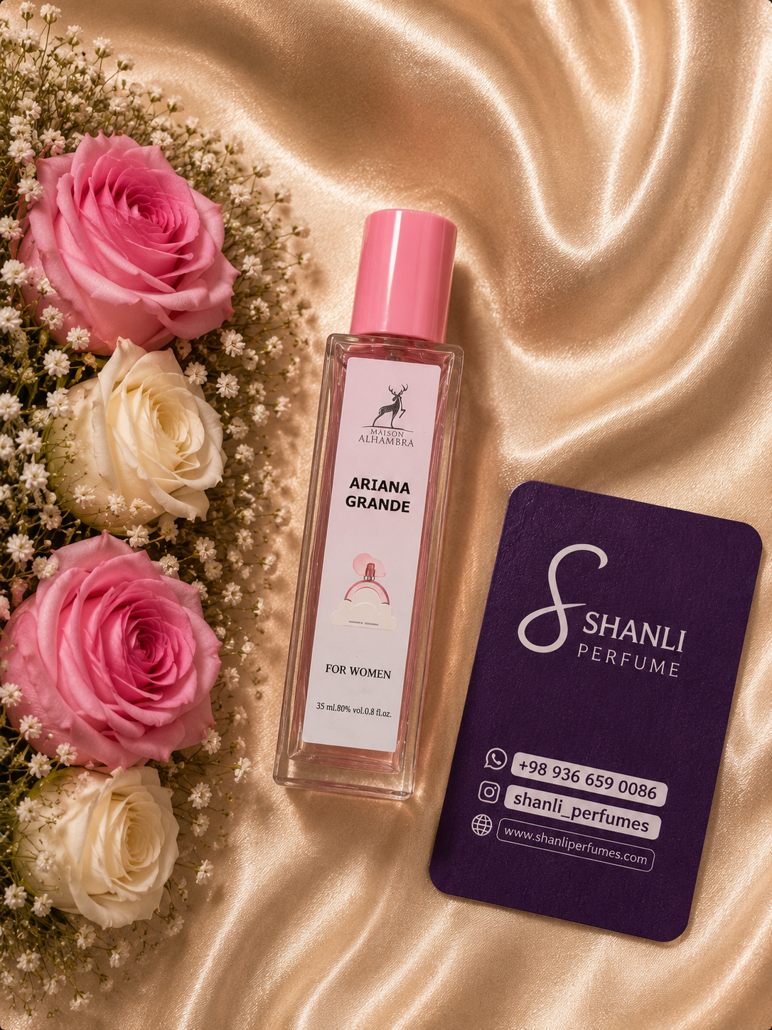 عطر ادکلن زنانه آریانا گرانده کلود صورتی ۳۵ میل الحمبرا