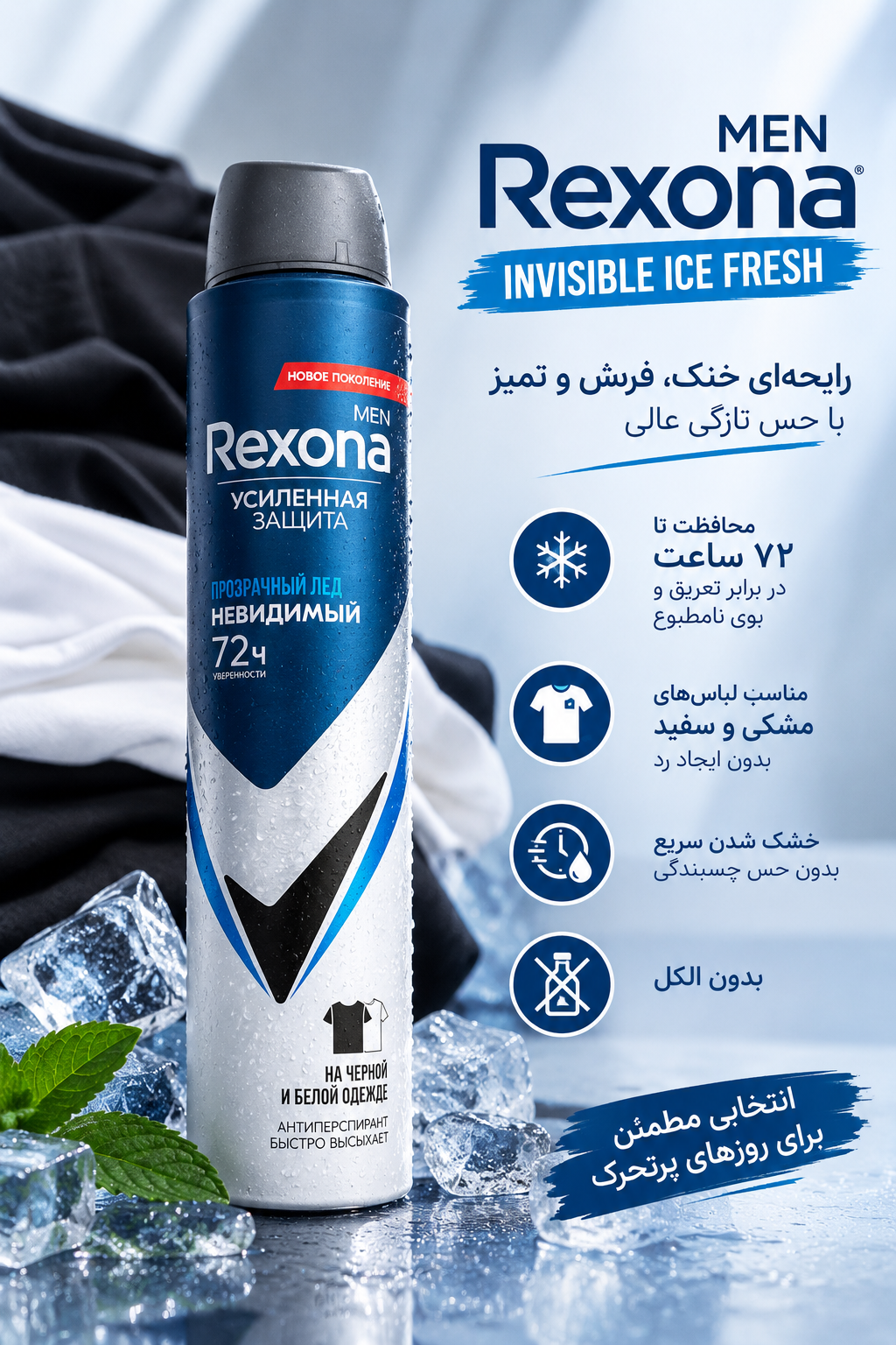 اسپری مردانه رکسونا Invisible Ice Fresh