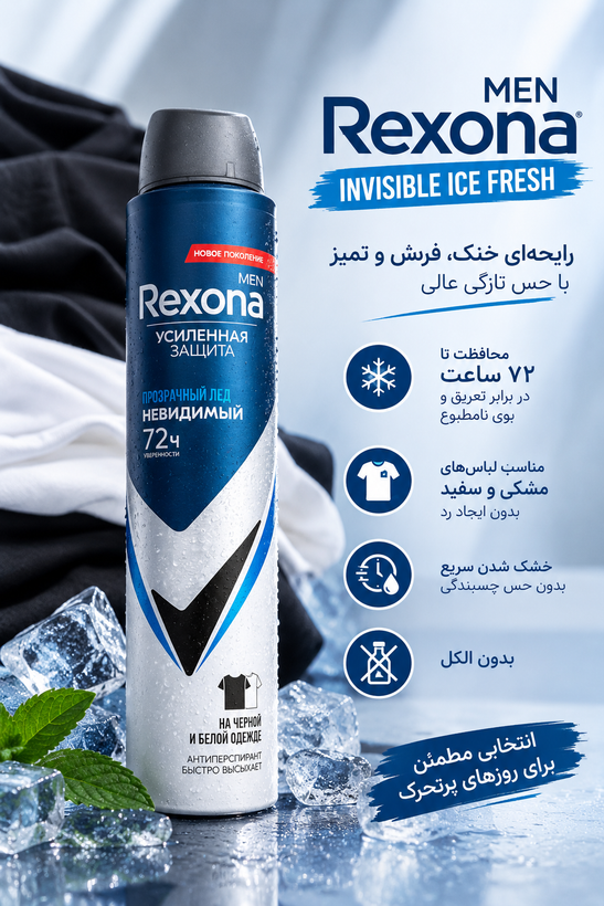 اسپری مردانه رکسونا Invisible Ice Fresh